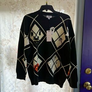 NWT Unique Vintage Halloween Haunted House Sweater Size XL/1X